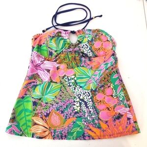 Trina Turk Small Tankini Halter Top Tropical Floral Tie neck beach‎